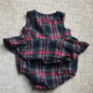 EUC Esther & Jo plaid flannel skirted romper